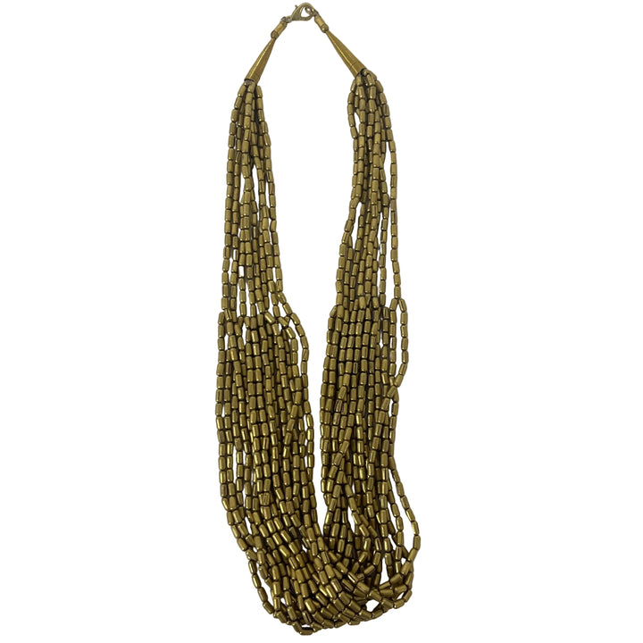 Handmade Multi Strand Metal Layering Necklace Gold