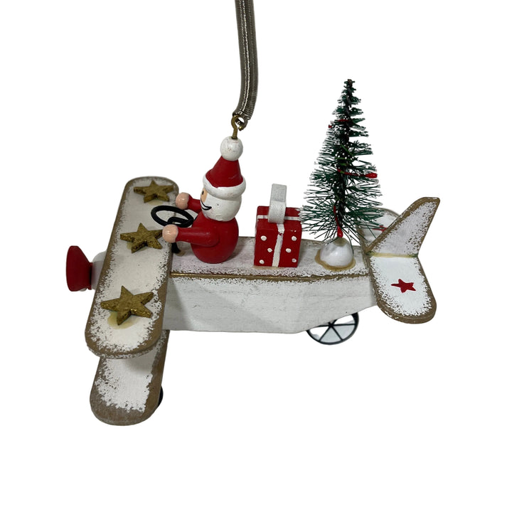 Medium Plane Santa Hanger White