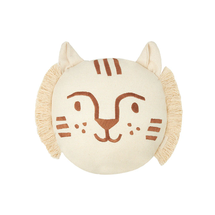 Tiger Embroidery Cushion Brown
