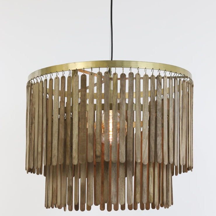 Gallia Pendant Lamp in Wood & Bronze
