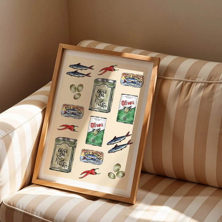 Olives and Spicy Sardines Print by Mash Design