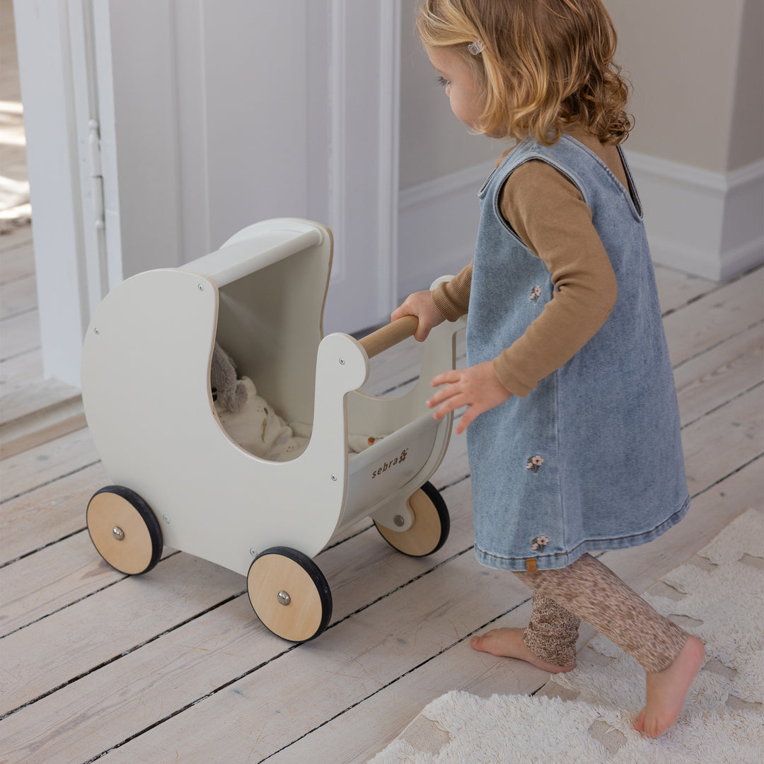 Sebra Wooden Dolls Pram in White