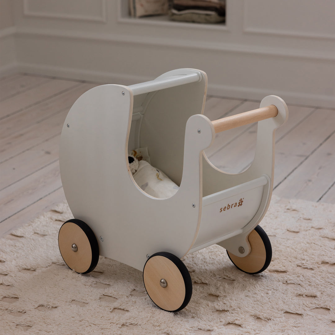 Sebra Wooden Dolls Pram in White