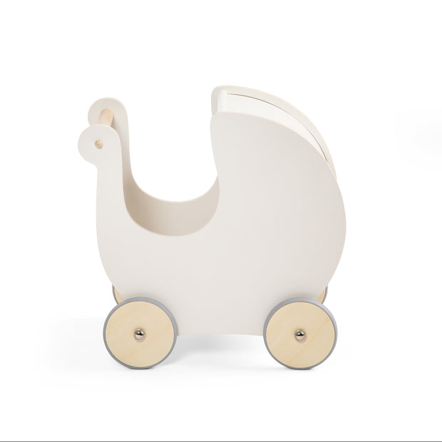 Wooden Dolls Pram , Classic White by Sebra - PRE-ORDER