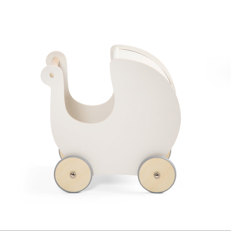 Wooden Dolls Pram , Classic White by Sebra - PRE-ORDER