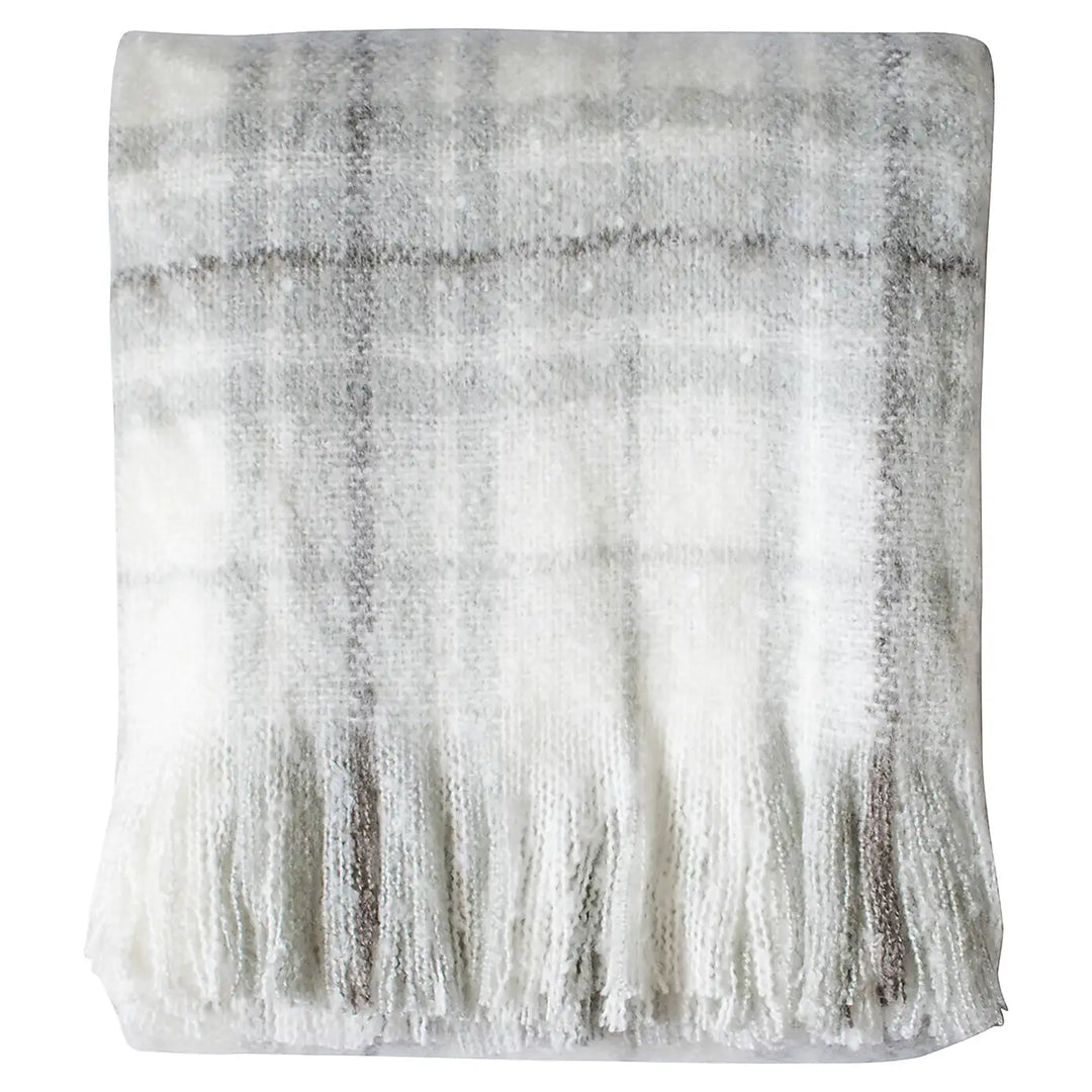 Check Faux Mohair Throw in Grey