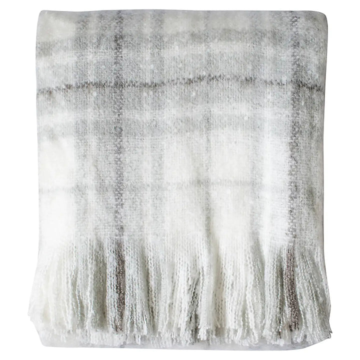 Check Faux Mohair Throw in Grey
