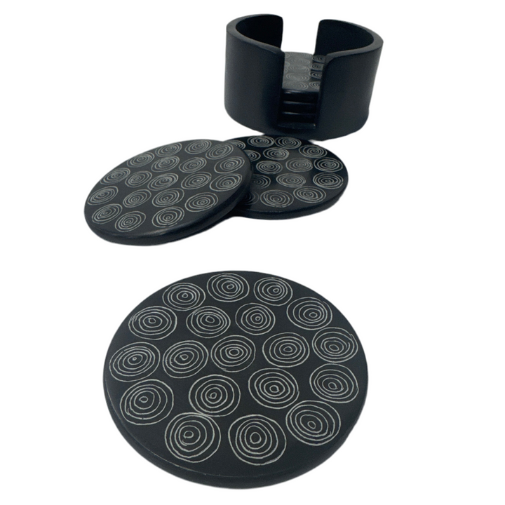 Set of 6 Circle Carved Coasters