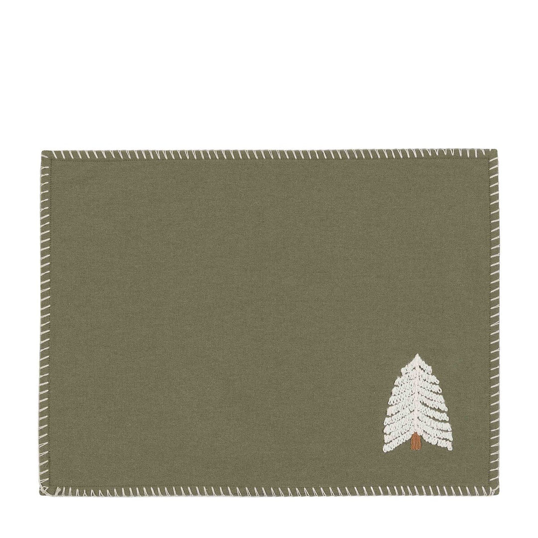 Set of 4 Woodland Embroidered Tree Placemats