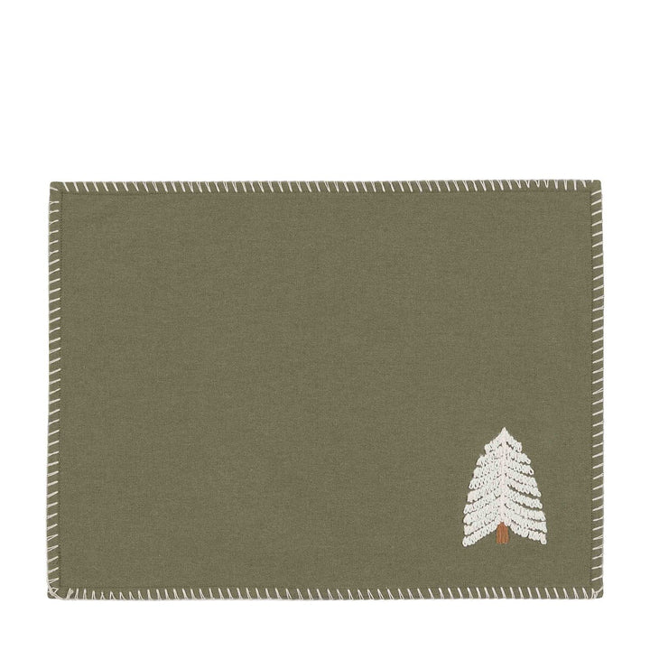 Set of 4 Woodland Embroidered Tree Placemats