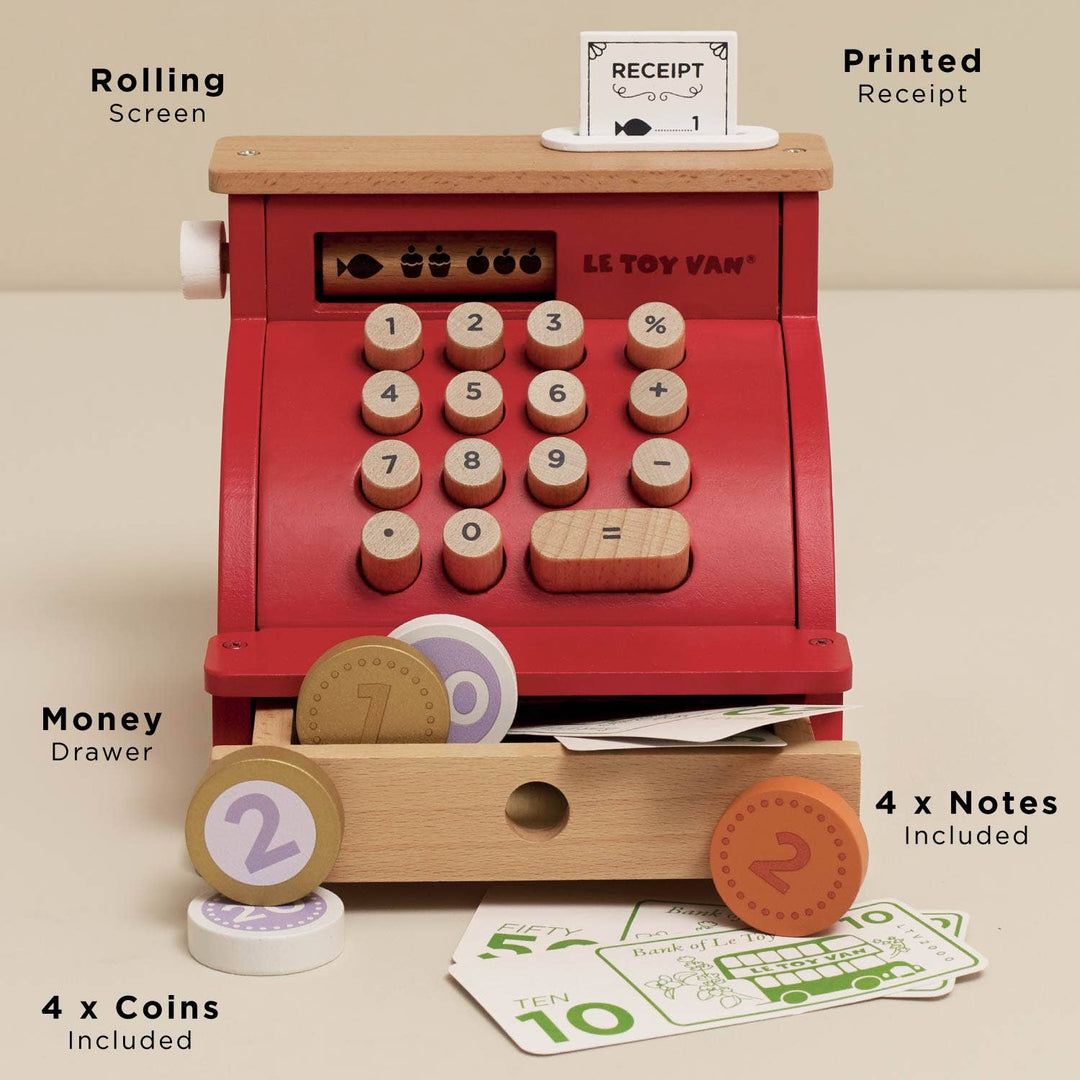 Wooden Cash Register & Money Play Set