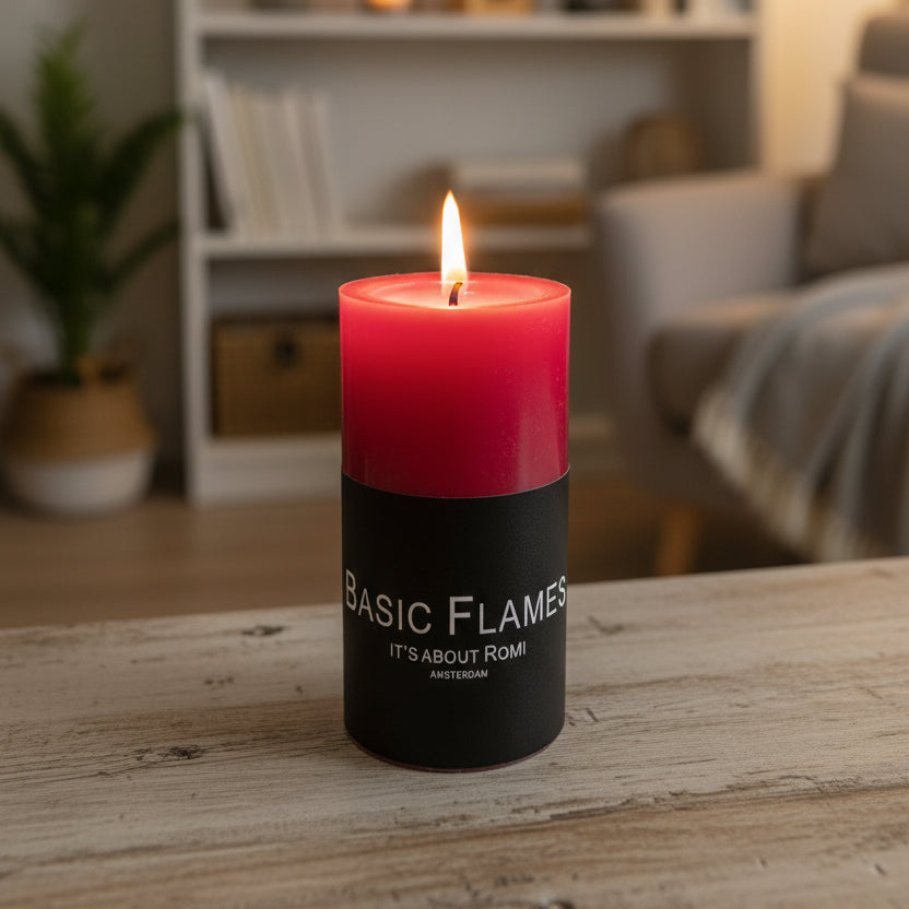 Large Red Non Scented Candle
