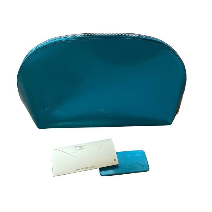 Teal Leather Zip Up Travel Pouch