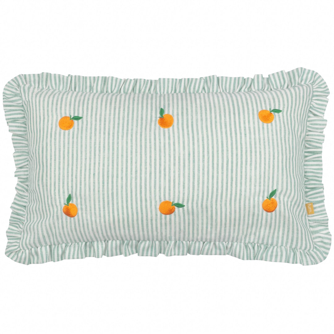Oranges Embroidered Ruffle Cushion
