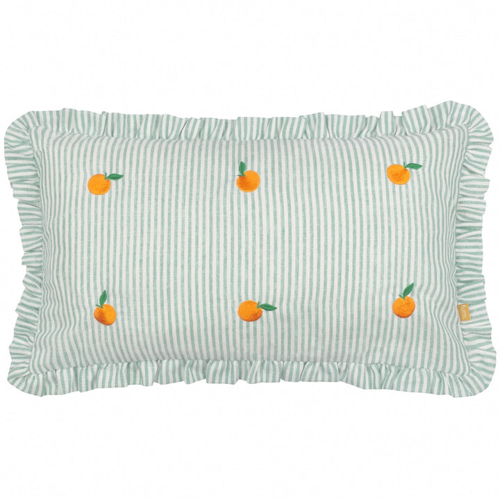 Oranges Embroidered Ruffle Cushion