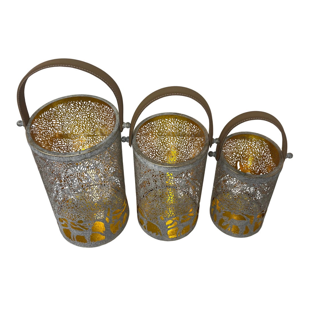 Set of 3 Deer Scenes Hurricanes Gold