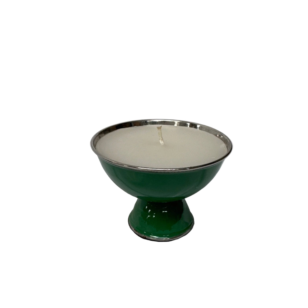 Set of 2 Steel Bowls with Wax in Dark green