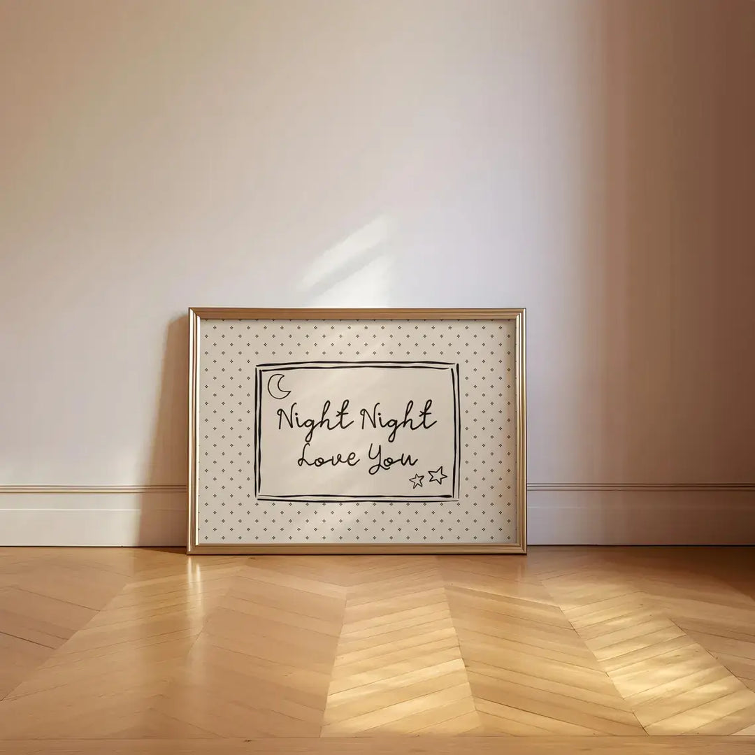 Mid Century Retro Night Night Love You Print
