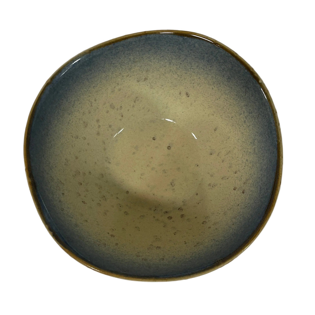 Set of 4 Small Deep Bowls Blue Ivory