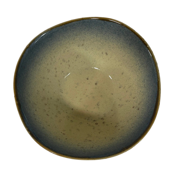 Set of 4 Small Deep Bowls Blue Ivory