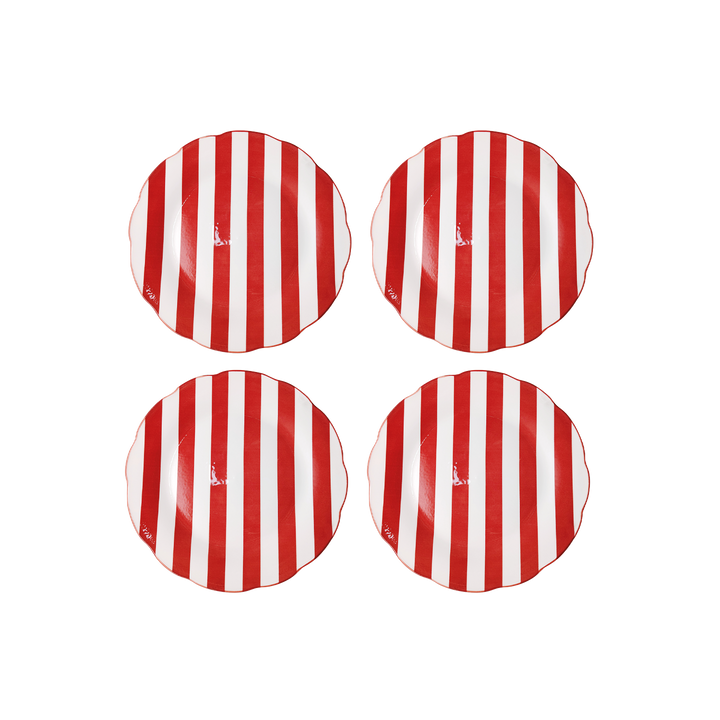 Set of 4 Red Trattoria Dessert Plates