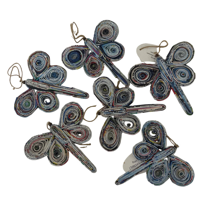 Pack of 6 Hanging Paper Dragonflies