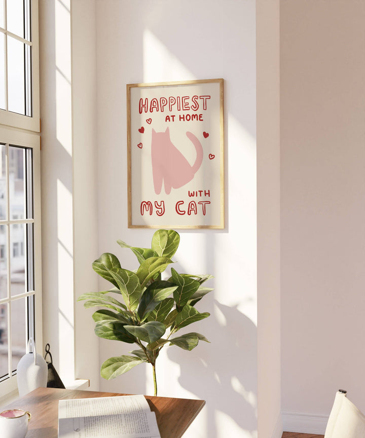 Happiest At Home With My Cat Print