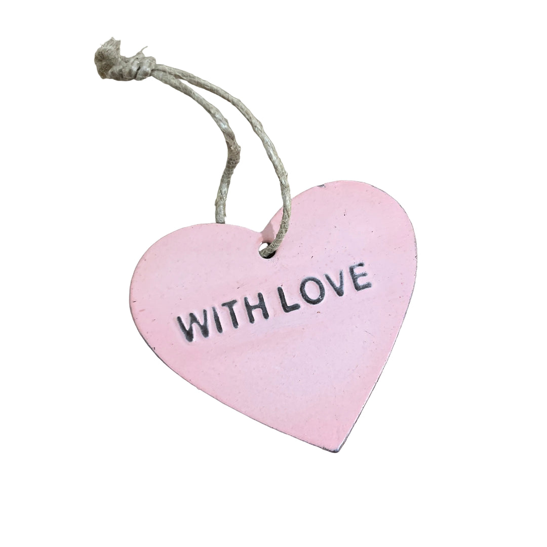Pack of 10 Baby Pink Metal Heart Gift Tags