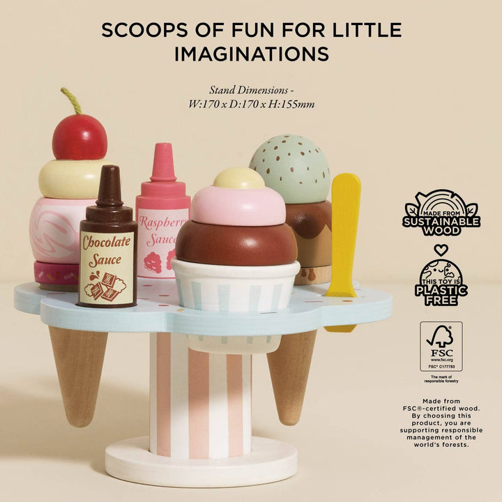 Wooden Ice Cream Stand & Toppings Play Set
