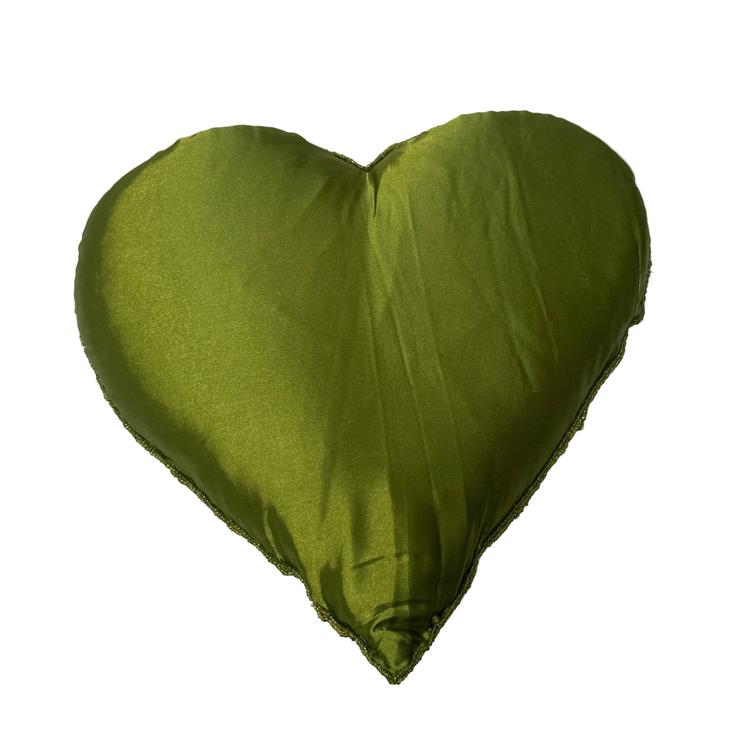 Beaded Heart Cushion in Green