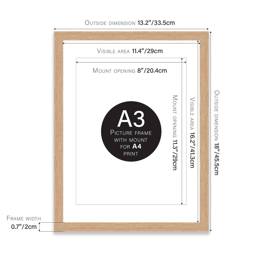 Oak A3 Picture Frame
