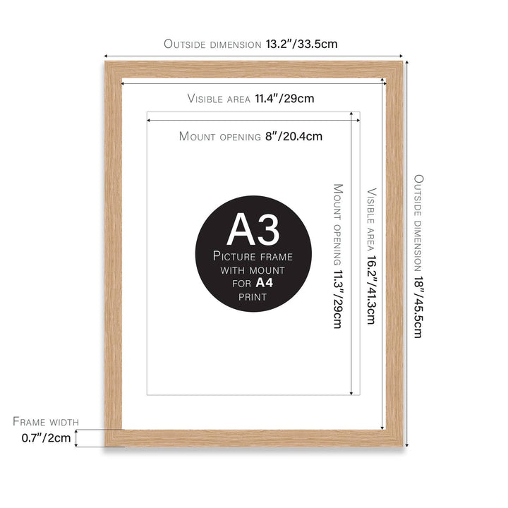 Oak A3 Picture Frame