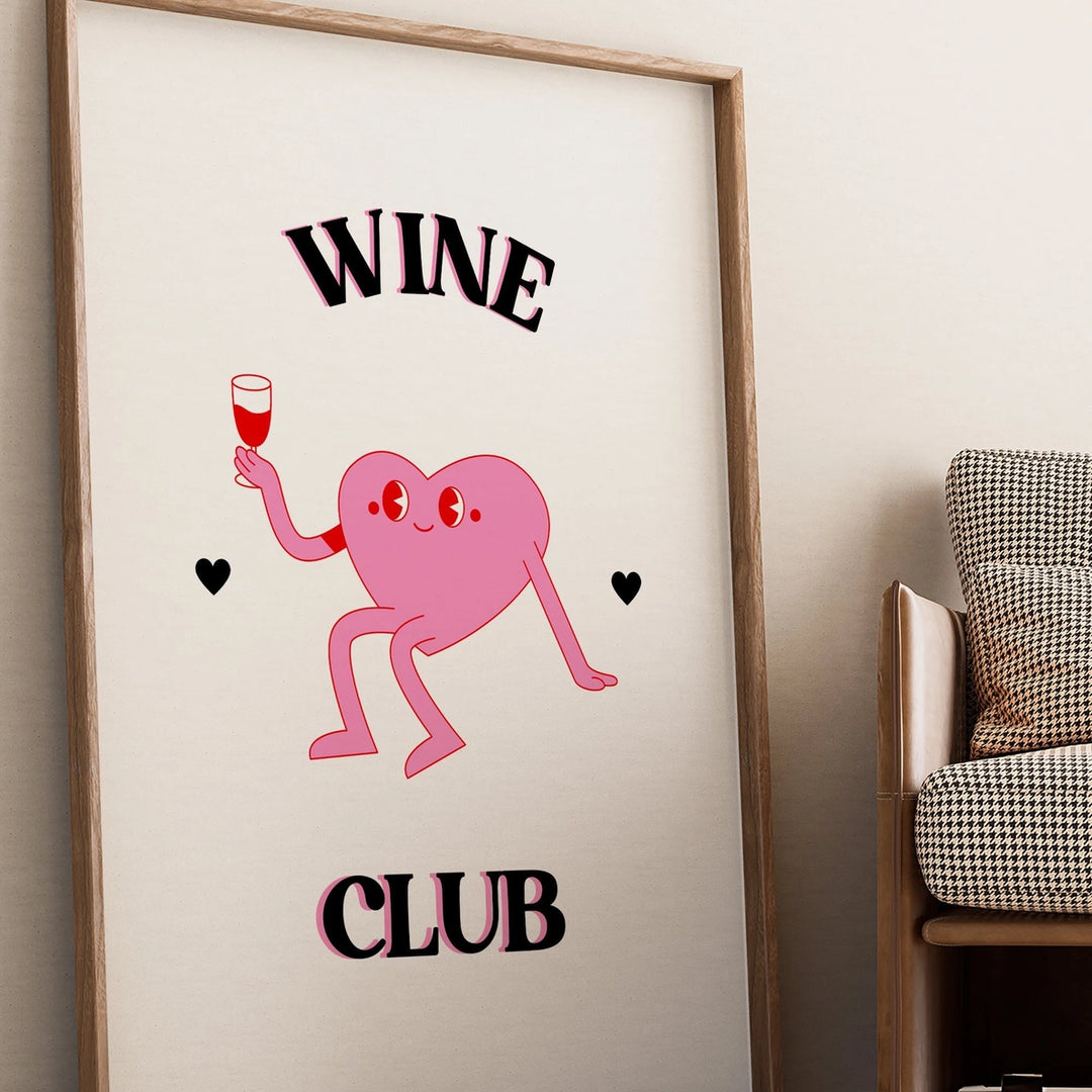 Wine Club Print White & Pink