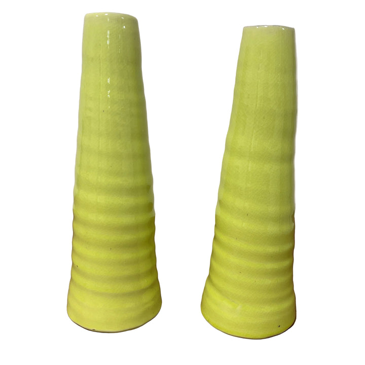 Pair of Pot Candle Stick Holders Lime
