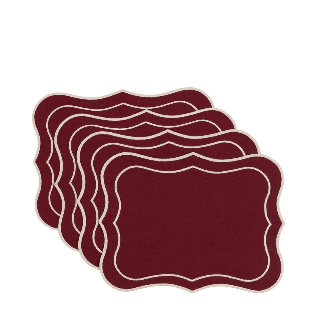 Set of 4 Heritage Scallop Placemats Merlot