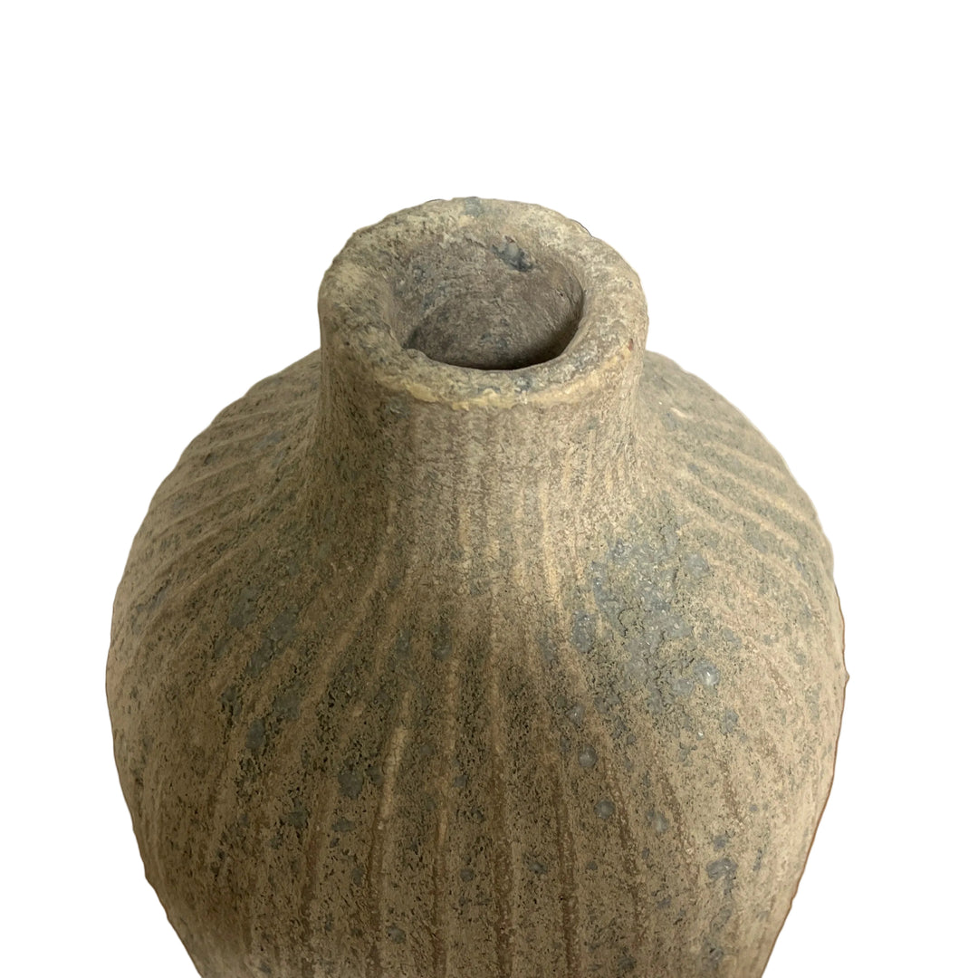 Large Heavy Tall Ribbed Floor Vase