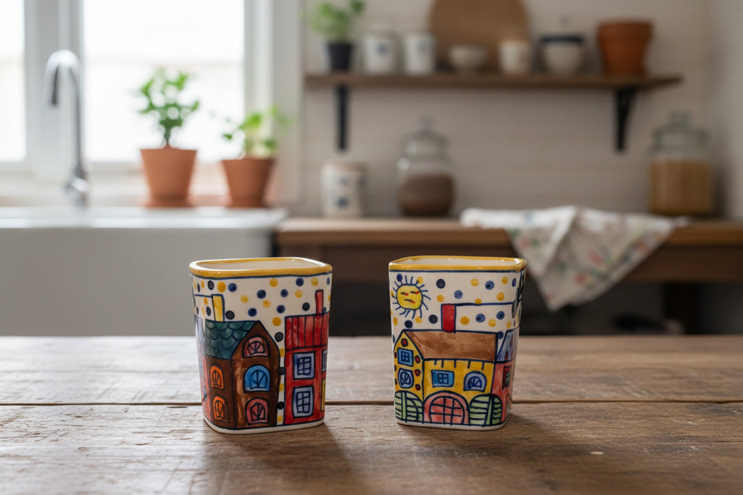 Colourful pair of Pots