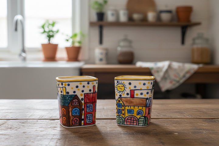Colourful pair of Pots