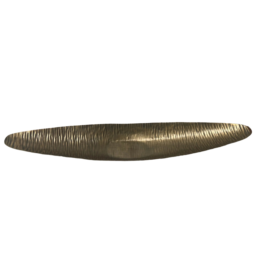 Large Long Leaf Metal Dish Antique Brass