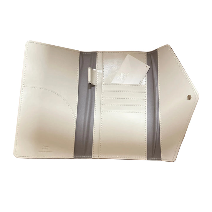 Cream Leather Travel Envelope Purse