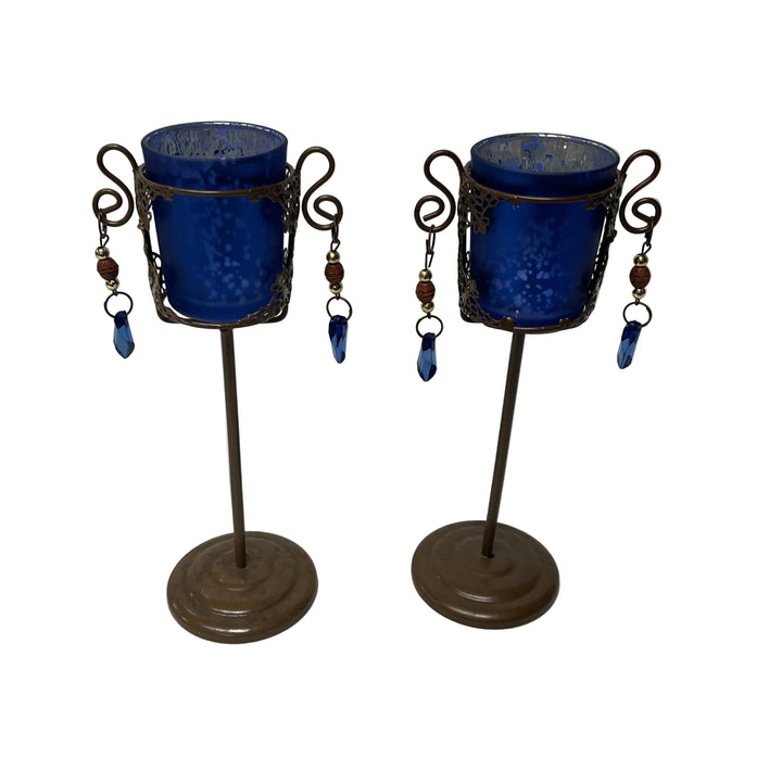 Set Of 2 Tea Light Metal Candlestick