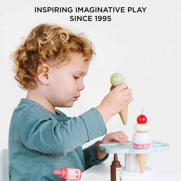 Wooden Ice Cream Stand & Toppings Play Set