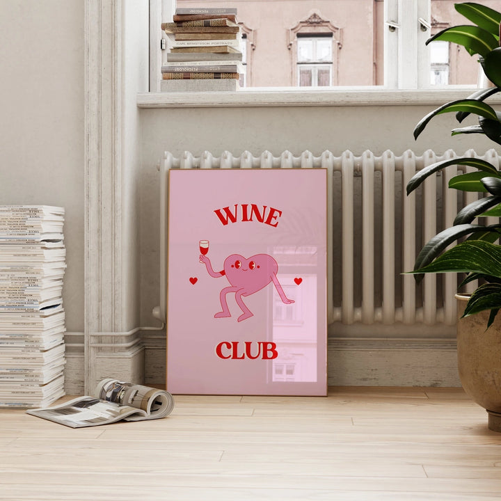 Wine Club Print Pink