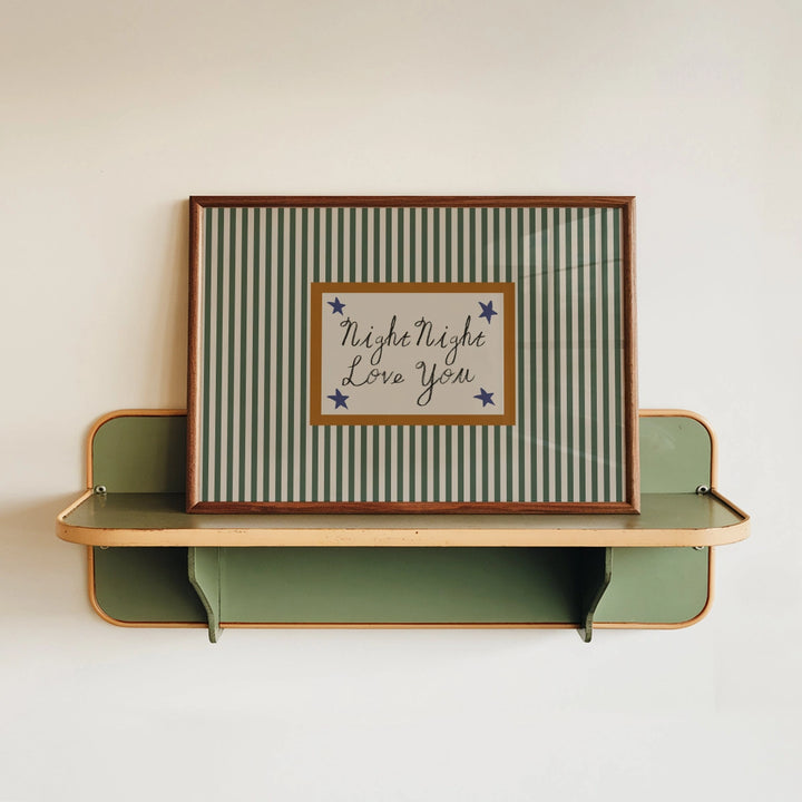 Night Night Love You Striped Print Green/Yellow