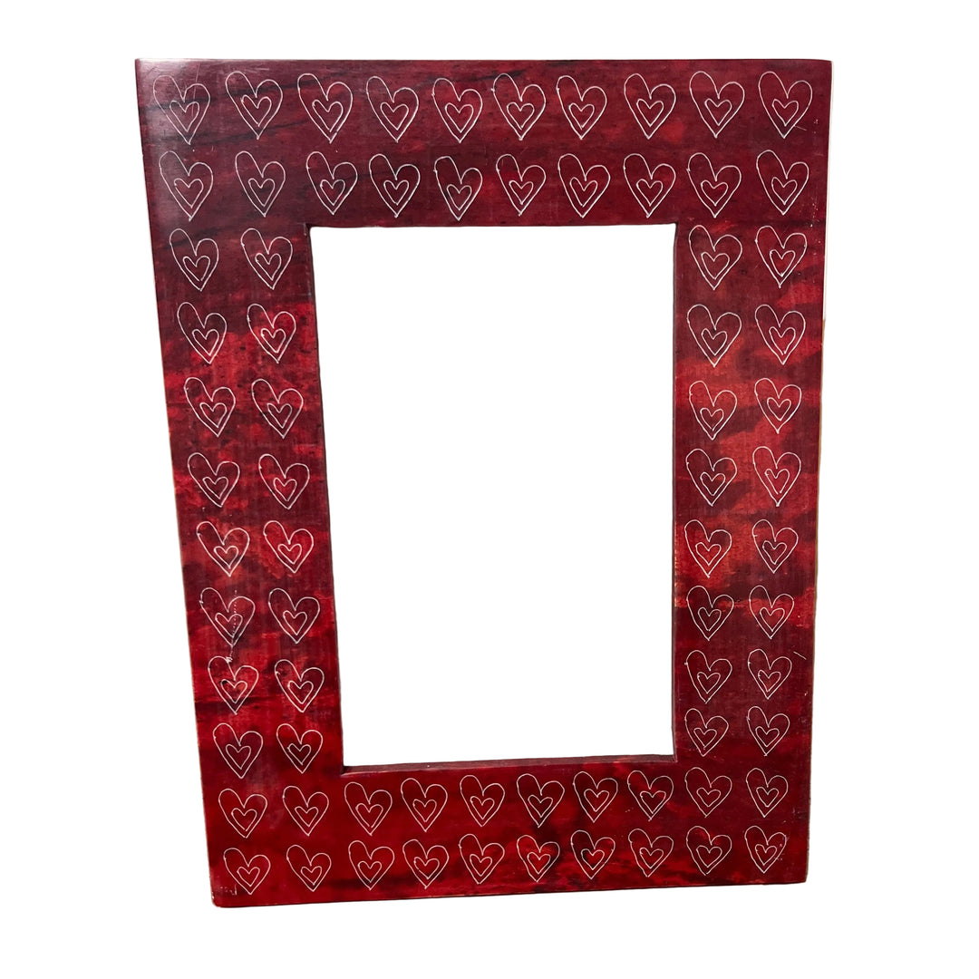 Hand Made Heart Photo Frame 4X6 Red