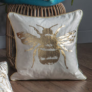 Gold Metallic Bee Cushion