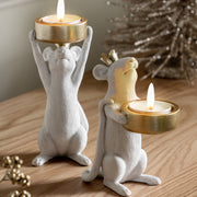 Set Of Two King Mice Tealight Holders
