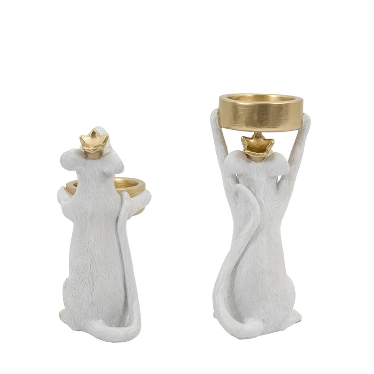 Set Of Two King Mice Tealight Holders