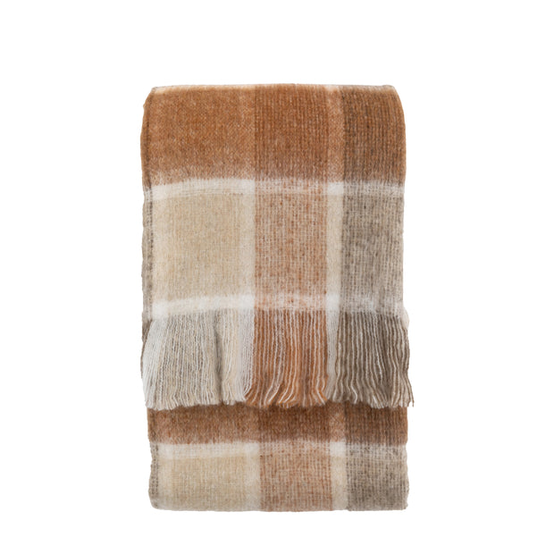 Check Mohair Throw - Rust