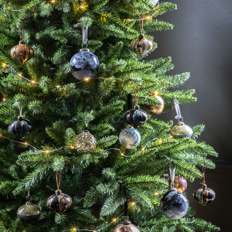 Set Of Six Marble Effect Baubles